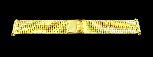 Classy Gold Stainless Steel Mens Watch Band With Fold Over Clasp For 18mm Watch Lugs