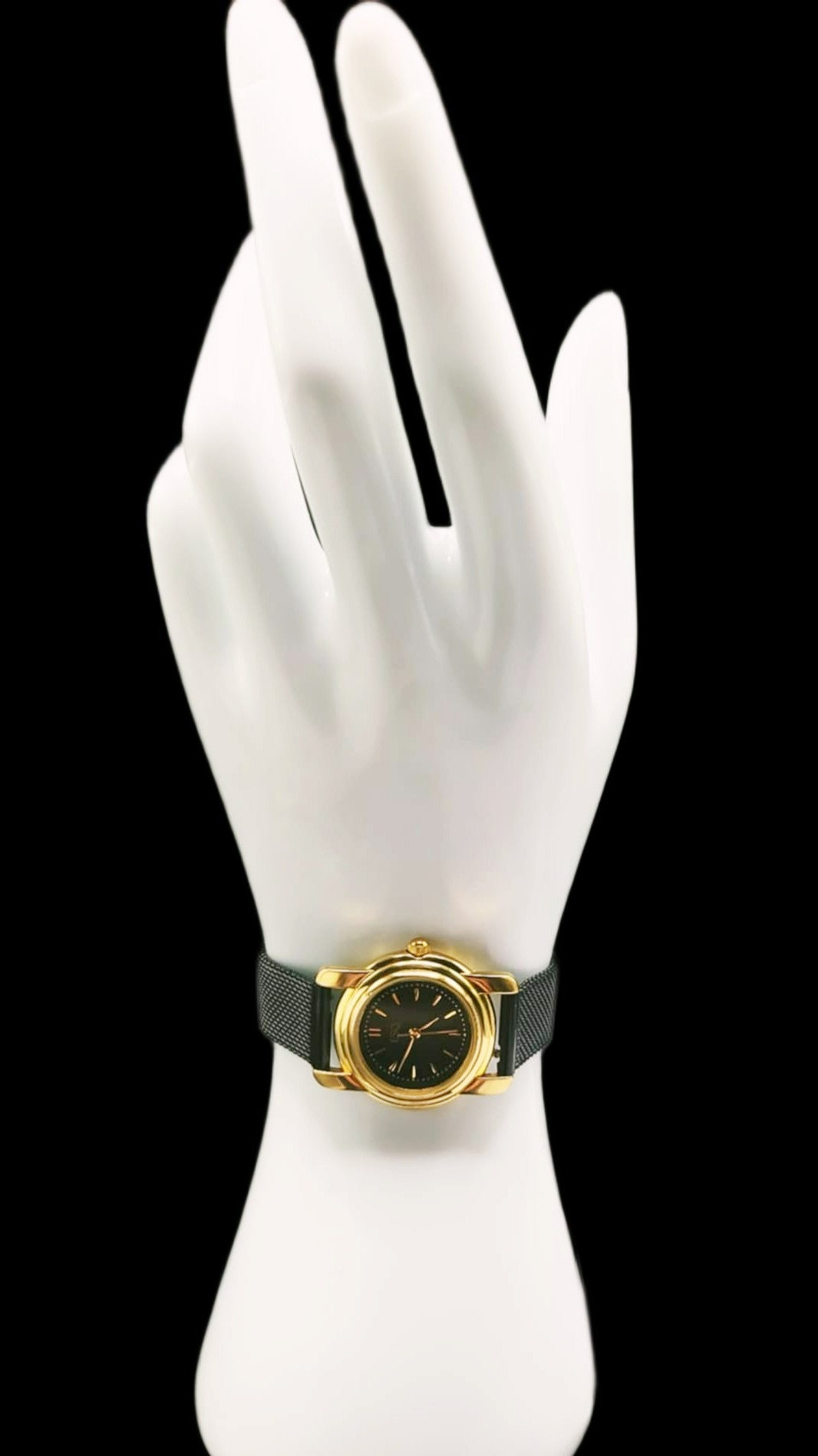 ESQ by Movado Ladies Classy Black & Gold Quartz Watch