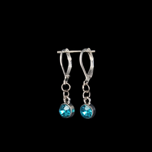 Aquamarine - March Birthstone Set of Earrings & Bracelet in Sterling Silver & Stainless Steel