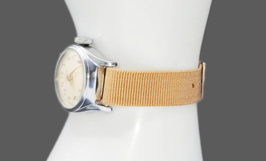 Vintage Style Retro One Piece Nylon Sport Watch Bands in Pastel Brown for 12mm Watch Lugs