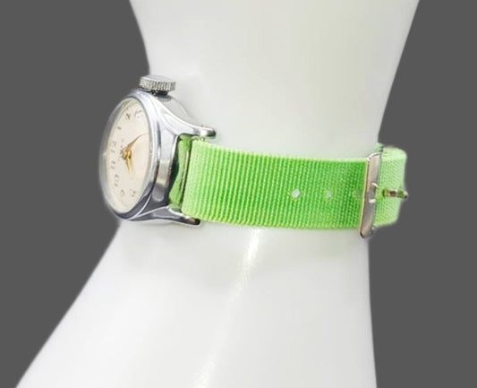 Vintage Style Retro One Piece Nylon Sport Watch Bands in Pastel Brown for 12mm Watch Lugs