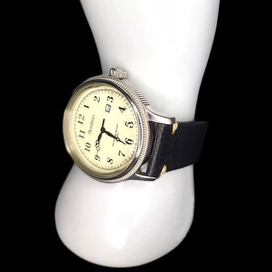 Large Mans Armitron Quartz Analog Date Display Watch With New up to 9" Ostrich Band