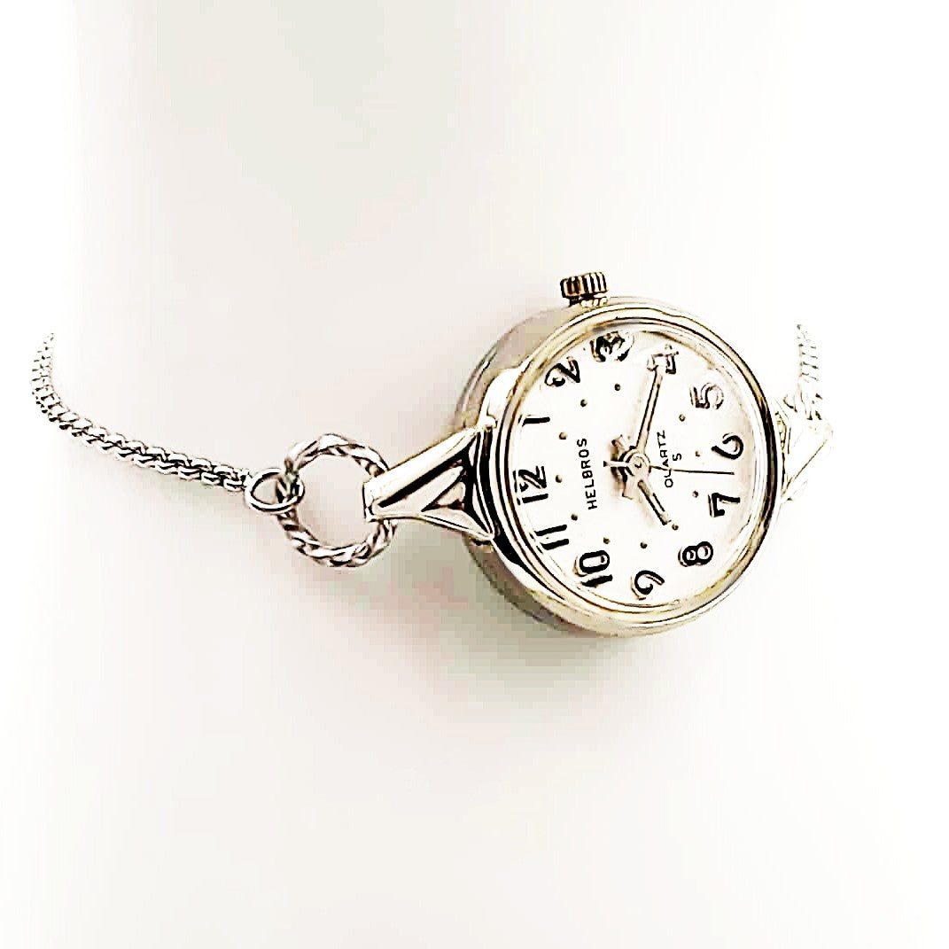 Helbros 10k White Gold Vintage Mechanical Ladies Watch