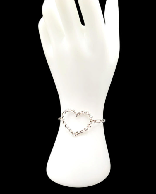 Large Heart Paper Chain Bracelet In Stainless Steel