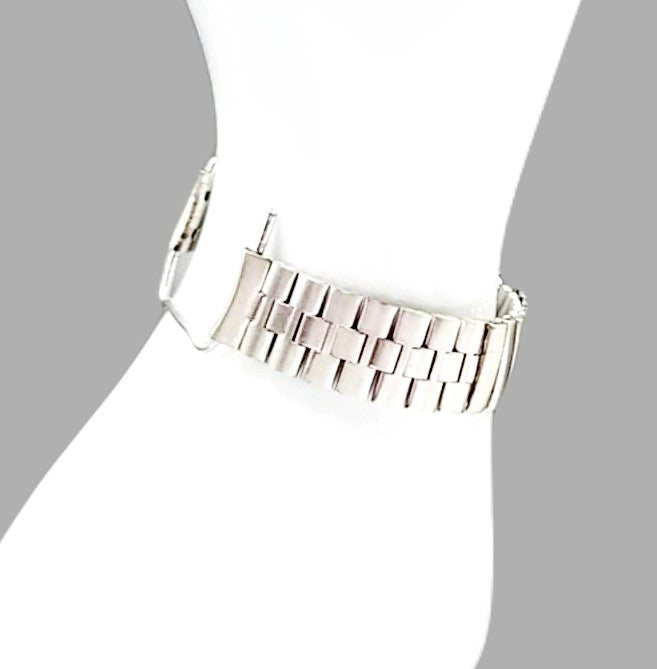 Stainless Steel Partial Expansion/Partial Link Vintage Style Flexible Watch Band for 13-14mm Watch Lugs