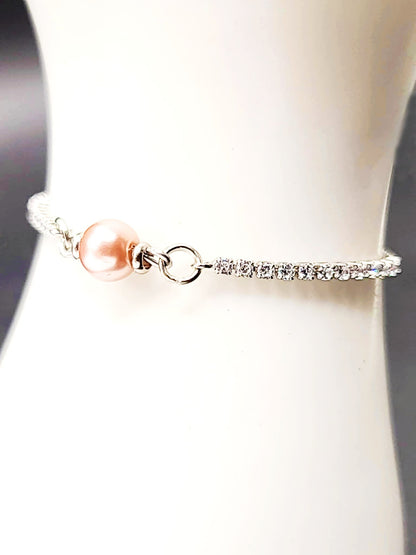 Pink Pearls-Set in Moissanite & Sterling Earrings, Bracelet & Necklace