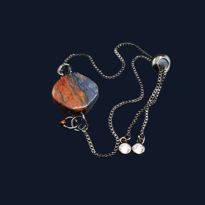 Granite & Orange Drop Charm Symbol Slider Bracelet