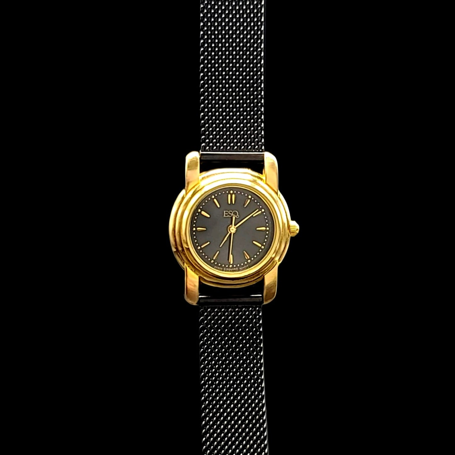 ESQ by Movado Ladies Classy Black & Gold Quartz Watch
