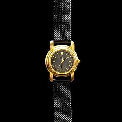 ESQ by Movado Ladies Classy Black & Gold Quartz Watch