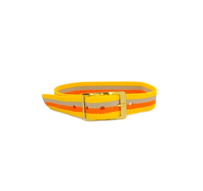 Vintage Style Retro One Piece Nylon Sport Watch Bands in Striped Yellow, Orange & Beige for 12mm Watch Lugs