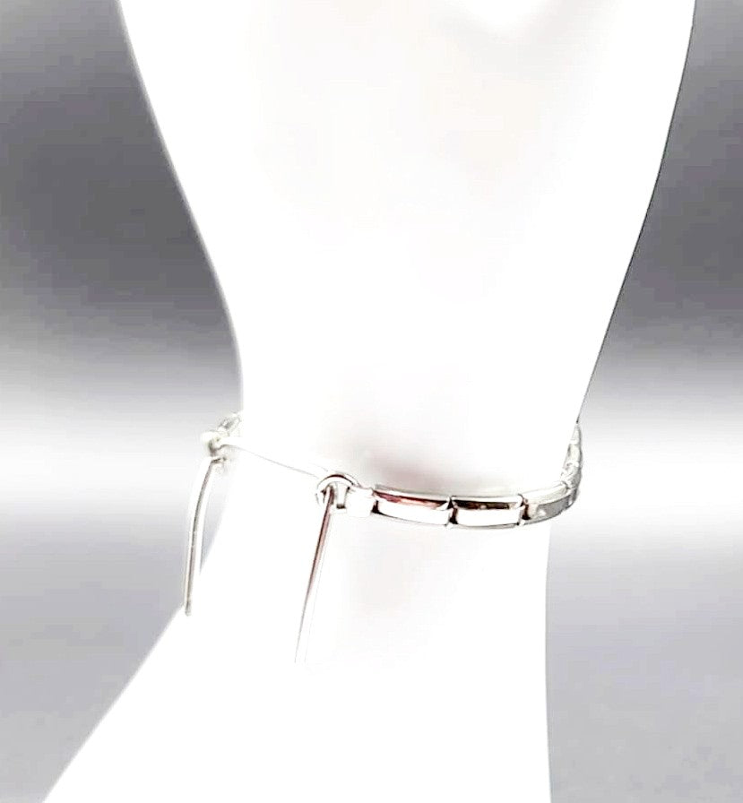 Vintage new unused stock Ladies ring style link flex watch band in stainless steel