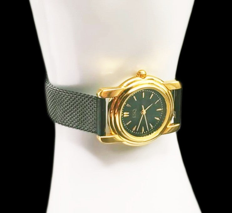 ESQ by Movado Ladies Classy Black & Gold Quartz Watch