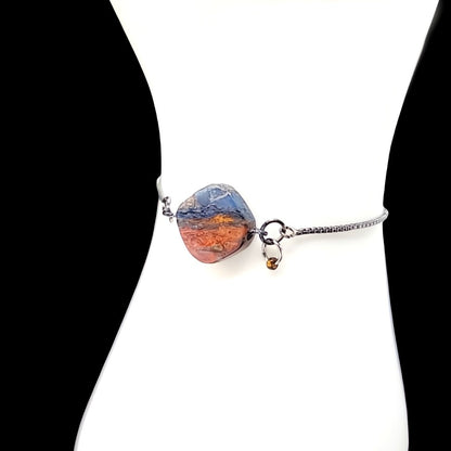 Granite & Orange Drop Charm Symbol Slider Bracelet