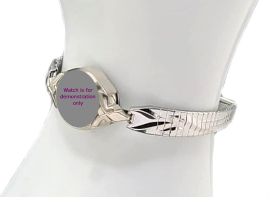 Stainless steel C type partial expansion band with easy to remove/add click together links.