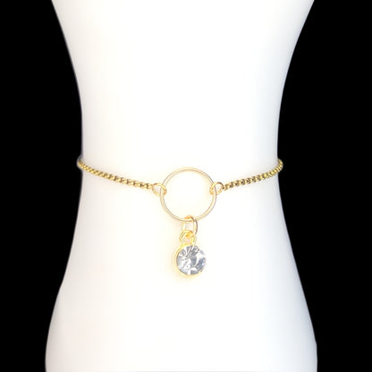 Diamond - April Birthstone-Bracelet in Brass & 14k gold plate