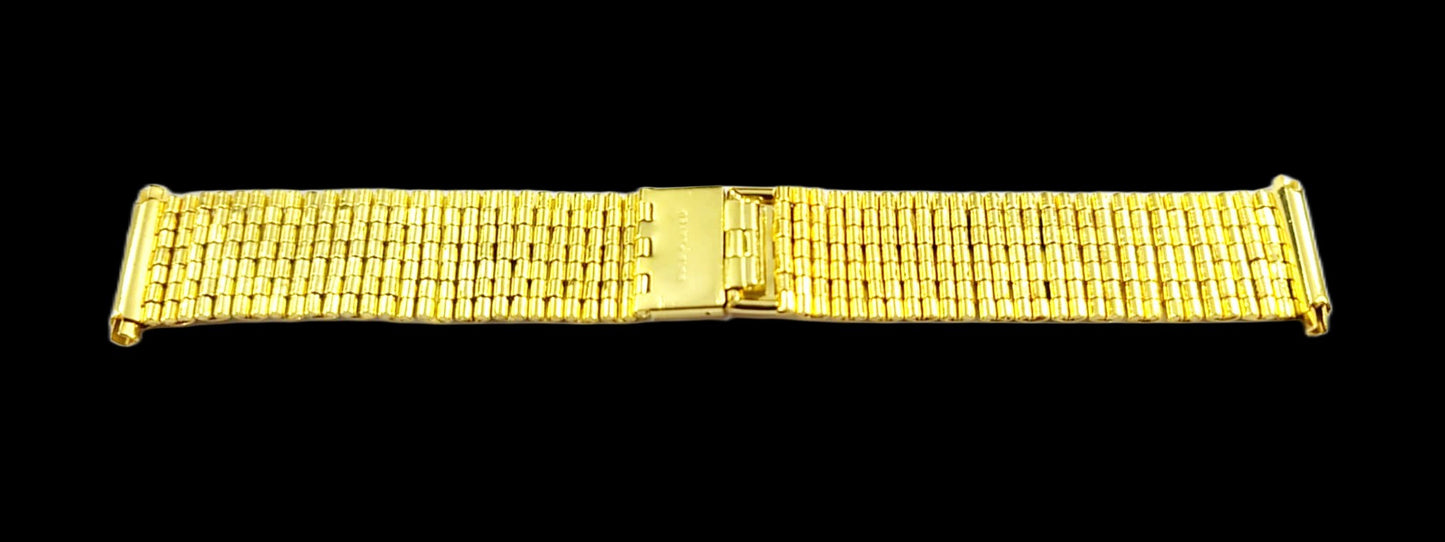 Classy Gold Stainless Steel Mens Watch Band With Fold Over Clasp For 18mm Watch Lugs