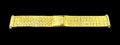 Classy Gold Stainless Steel Mens Watch Band With Fold Over Clasp For 18mm Watch Lugs