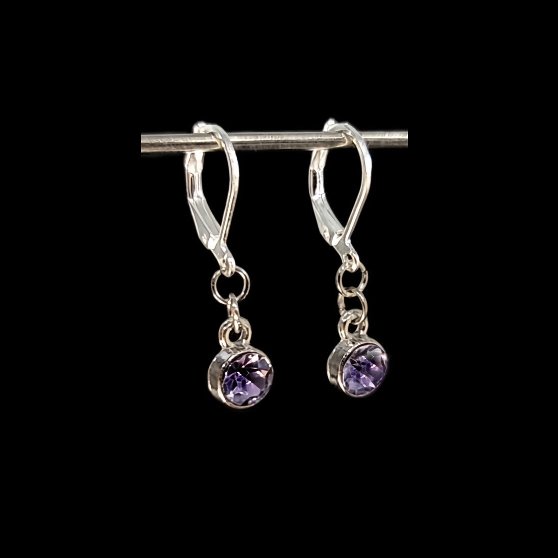 Amethyst - February Birthstone Earrings in Sterling Silver & Stainless Steel