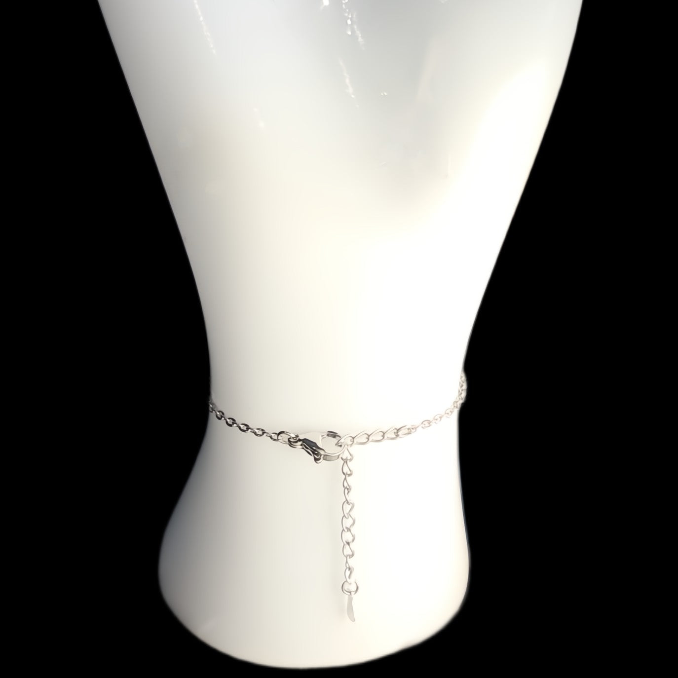 Moissanite Bracelet-Pave Bar With Chain in 925 Sterling Size 7.5 Adjustable