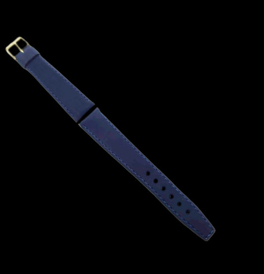 Vintage New Old Stock-Genuine Corfam Royal Blue Stitched Watch Band For 18mm Watch Lugs