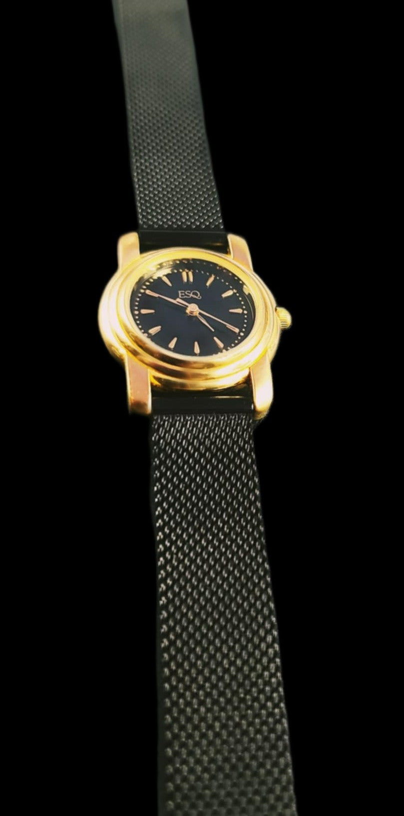 ESQ by Movado Ladies Classy Black & Gold Quartz Watch