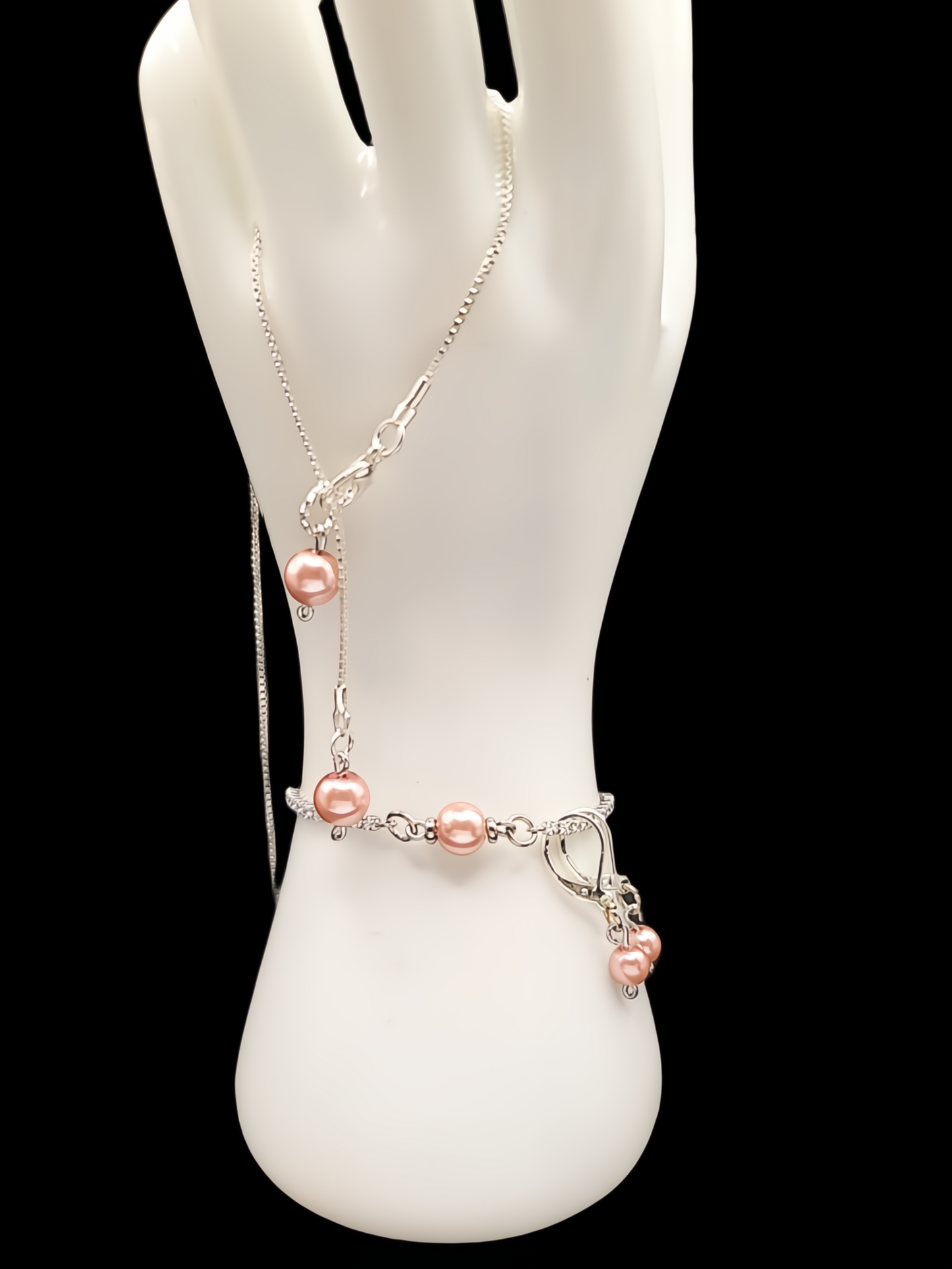 Pink Pearls-Set in Moissanite & Sterling Earrings, Bracelet & Necklace