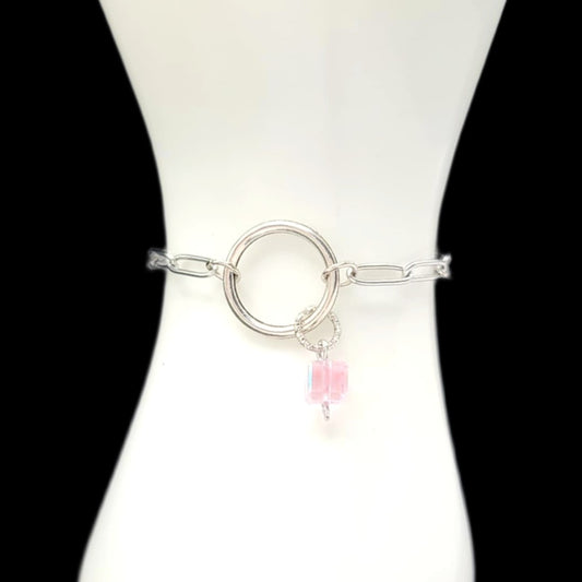 Geometric Charm Ring Bracelet With Paperclip Chain Bracelet