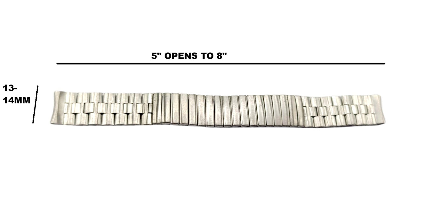 Stainless Steel Partial Expansion/Partial Link Vintage Style Flexible Watch Band for 13-14mm Watch Lugs