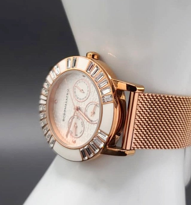 BCBGMAXAZRIA Ladies Rose Gold Quartz Analog Crystal Watch