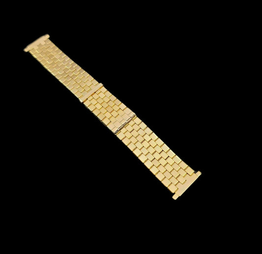 Vintage Kreisler Flex-On Classy Gold Stainless Steel Mens Watch Band For 18mm Watch Lugs