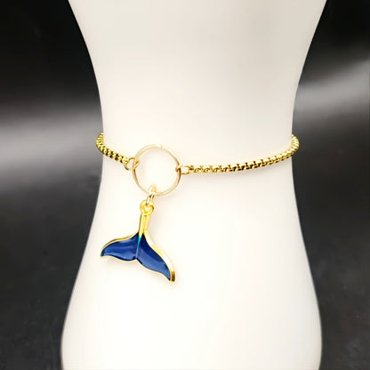 Blue Whale Tails-Set Earrings & Bracelet