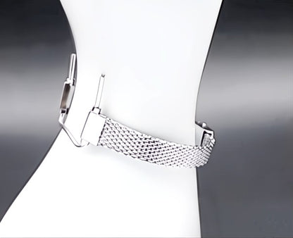 Vintage Mesh Stainless Steel Womens Watch Band for 10-12mm Double Lug Watch Bands