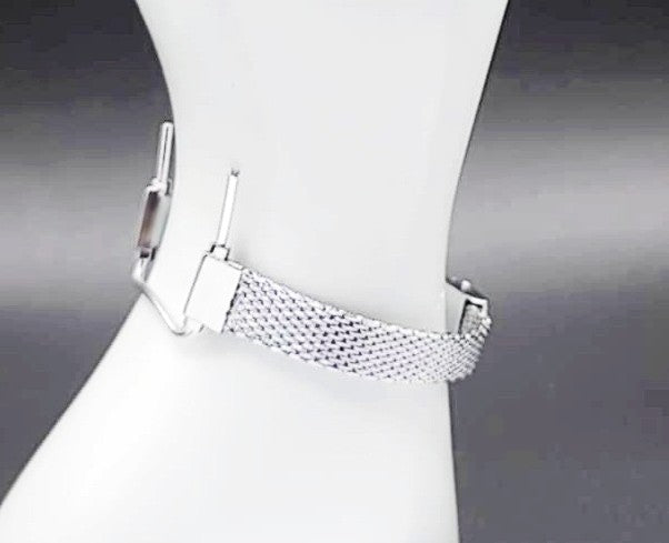 Vintage Mesh Stainless Steel Womens Watch Band for 10-12mm Double Lug Watch Bands