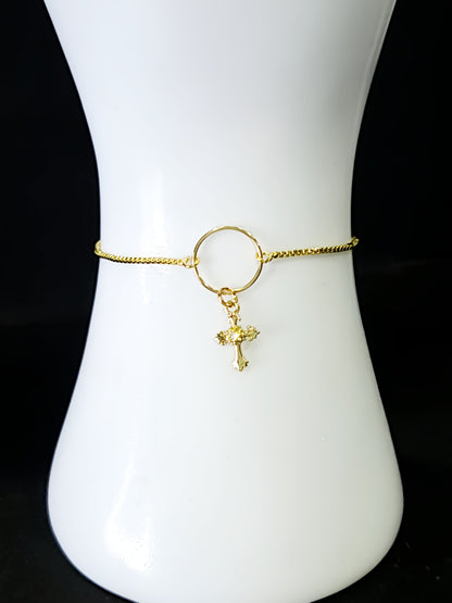 Gold & Moissanite Cross-Bracelet