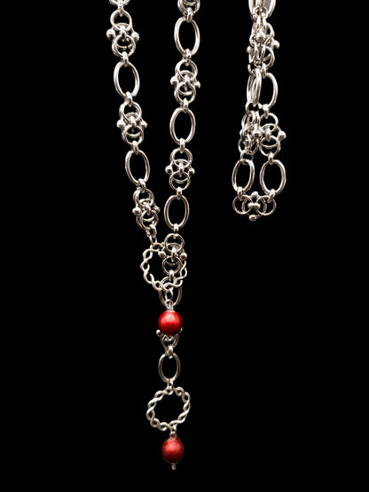 Stainless and Sterling Necklace and Bracelet Set