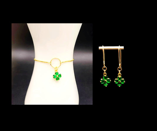 Four Leaf Clovers-Set Earrings & Bracelet
