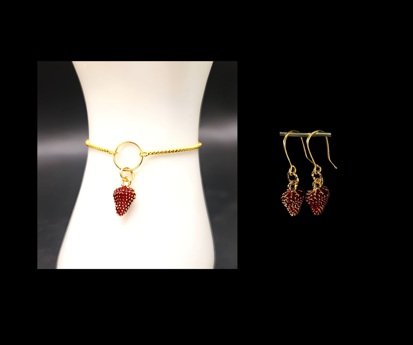 Strawberries-Set Earrings & Bracelet