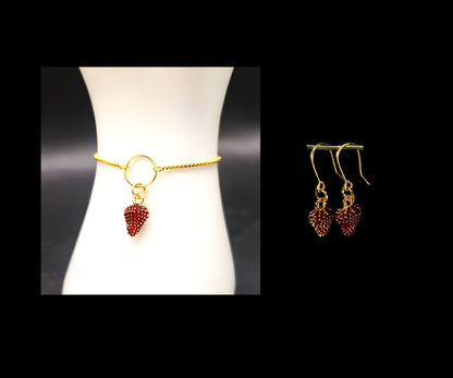 Strawberries-Set Earrings & Bracelet