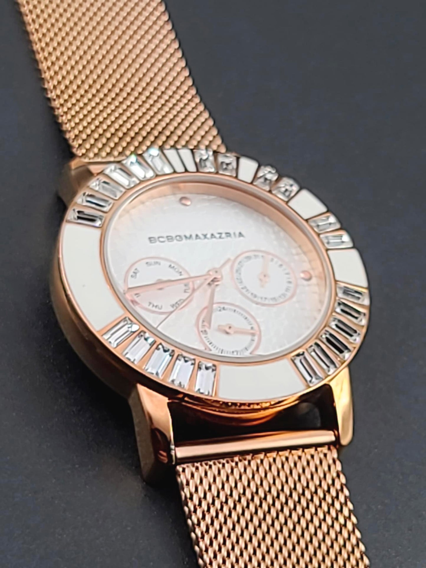BCBGMAXAZRIA Ladies Rose Gold Quartz Analog Crystal Watch