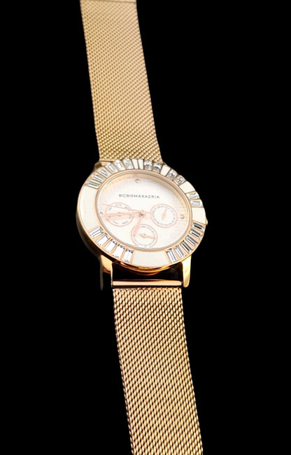 BCBGMAXAZRIA Ladies Rose Gold Quartz Analog Crystal Watch