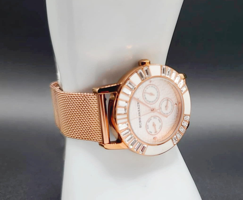 BCBGMAXAZRIA Ladies Rose Gold Quartz Analog Crystal Watch