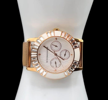 BCBGMAXAZRIA Ladies Rose Gold Quartz Analog Crystal Watch