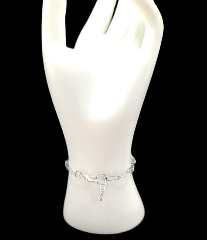 Large Heart Paper Chain Bracelet In Stainless Steel