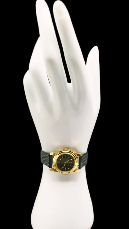 ESQ by Movado Ladies Classy Black & Gold Quartz Watch