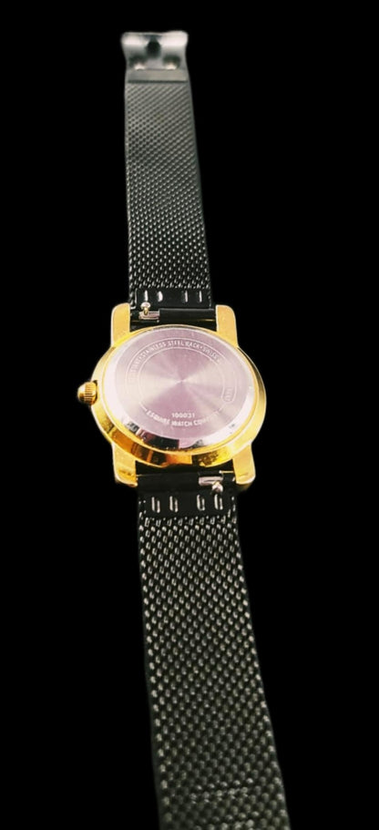 ESQ by Movado Ladies Classy Black & Gold Quartz Watch