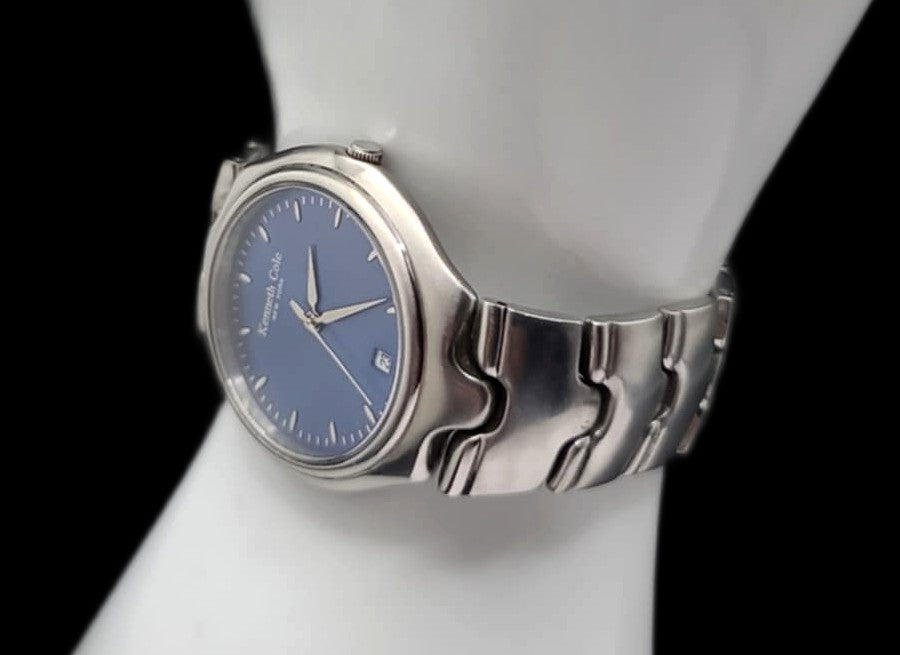 Kenneth Cole-Classy Solid Brass Restored Mens Quartz Analog Watch With Date Display