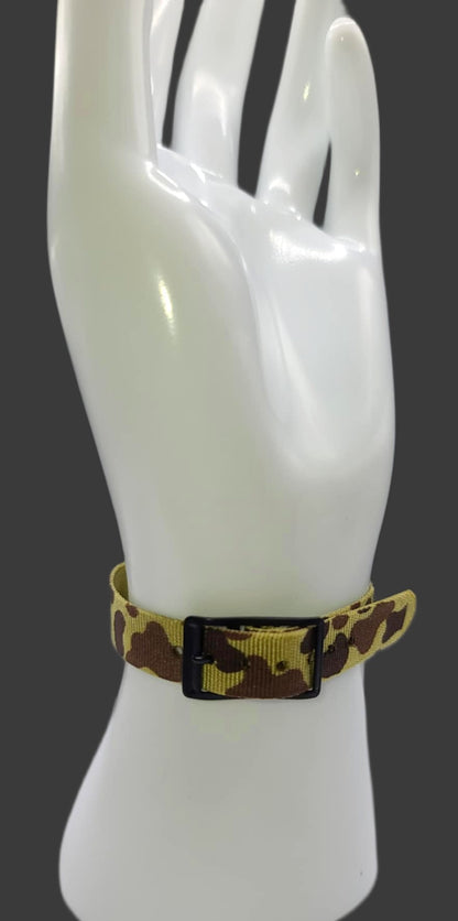 Vintage Style Retro One Piece Nylon Sport Watch Bands in Camo for 12mm Watch Lugs