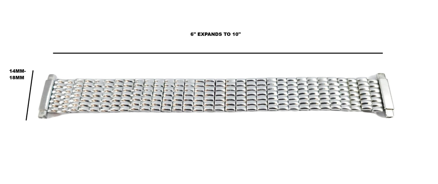 Stainless Steel Expansion Vintage Style Flexible Watch Band for 14mm+ Watch Lugs
