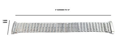 Stainless Steel Expansion Vintage Style Flexible Watch Band for 14mm+ Watch Lugs