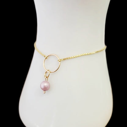 Pearls in Mauve-Set of Earrings & Bracelet
